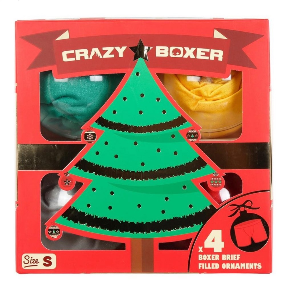 Crazy Boxer Men’s 4pk Boxer Brief Filled Ornament